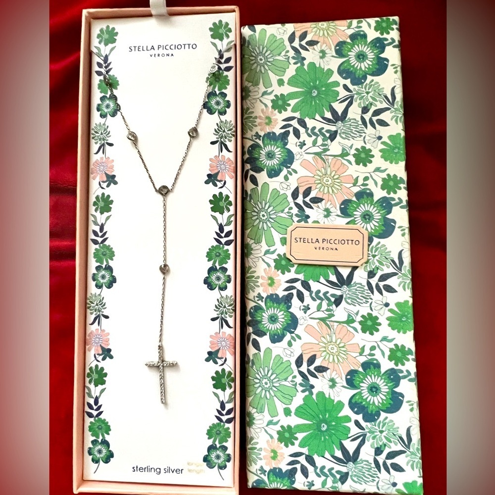 Stella Picciotto VeronaVintage Sterling Silver Necklace, Cross with Stones